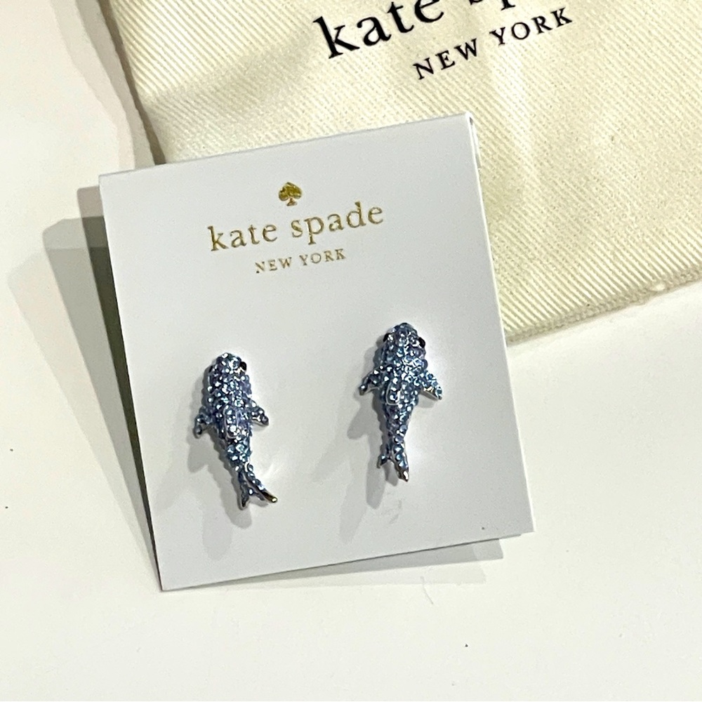 Kate Spade California Dreaming Pave Shark Stud Earrings NWT!
